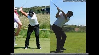 Jon Rahm golf swing  Long Iron faceon amp downtheline July 2017 [upl. by Naujahs]