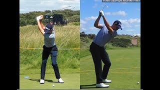 Justin Thomas golf swing  Long Iron faceon amp downtheline July 2017 [upl. by Durer]