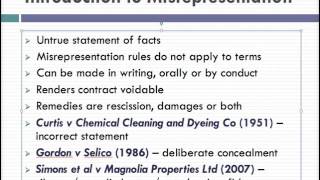 Misrepresentation Lecture 1 of 4 [upl. by Aninaig]